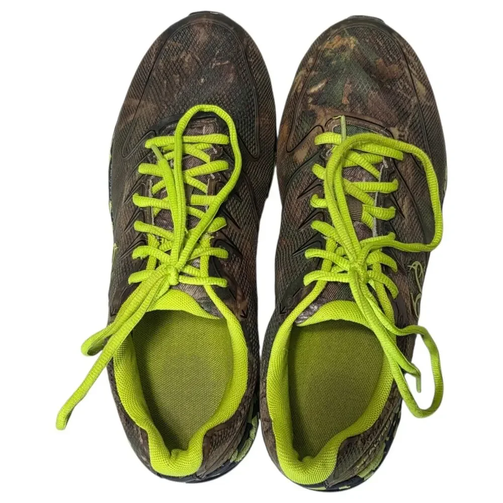 Realtree Camo Running Shoes Mens 10 Neon Green Trail Hunting Sneakers